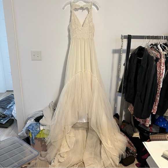 New joyfolie maia impact dress in cream tulle high low Ballgown wedding dress - Picture 6 of 16